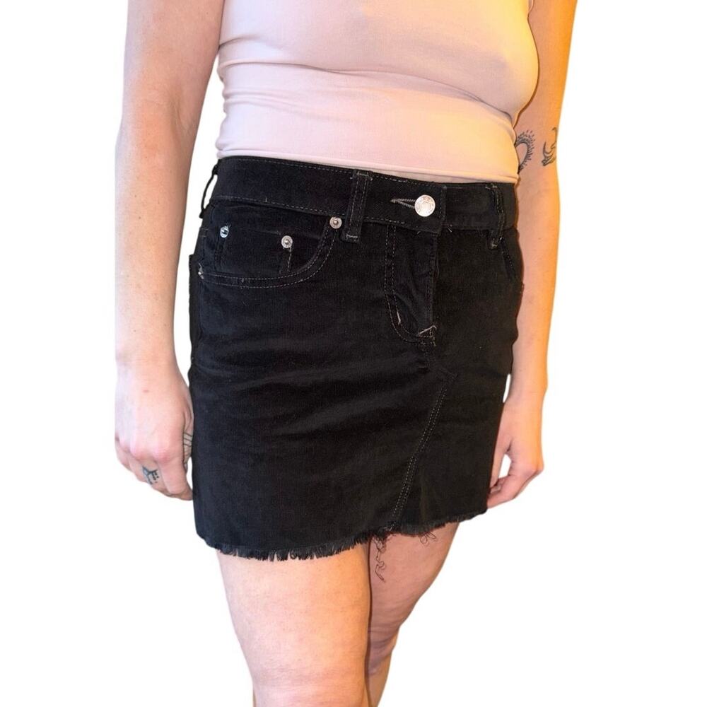 Vintage Y2K skirt made in USA Bebe black low waitsed corduroy miniskirt skirt